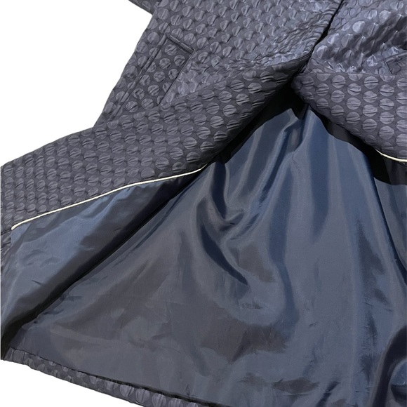 Bergdorf Goodman and Jane Post Navy coat with embossed polka dot detail - Picture 6 of 7